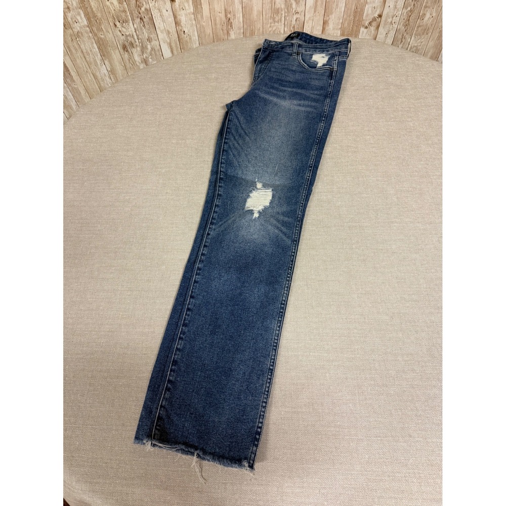 Kut from the Kloth Chrissie Fab Ab Straight Leg Jeans Distressed Raw Hem 8